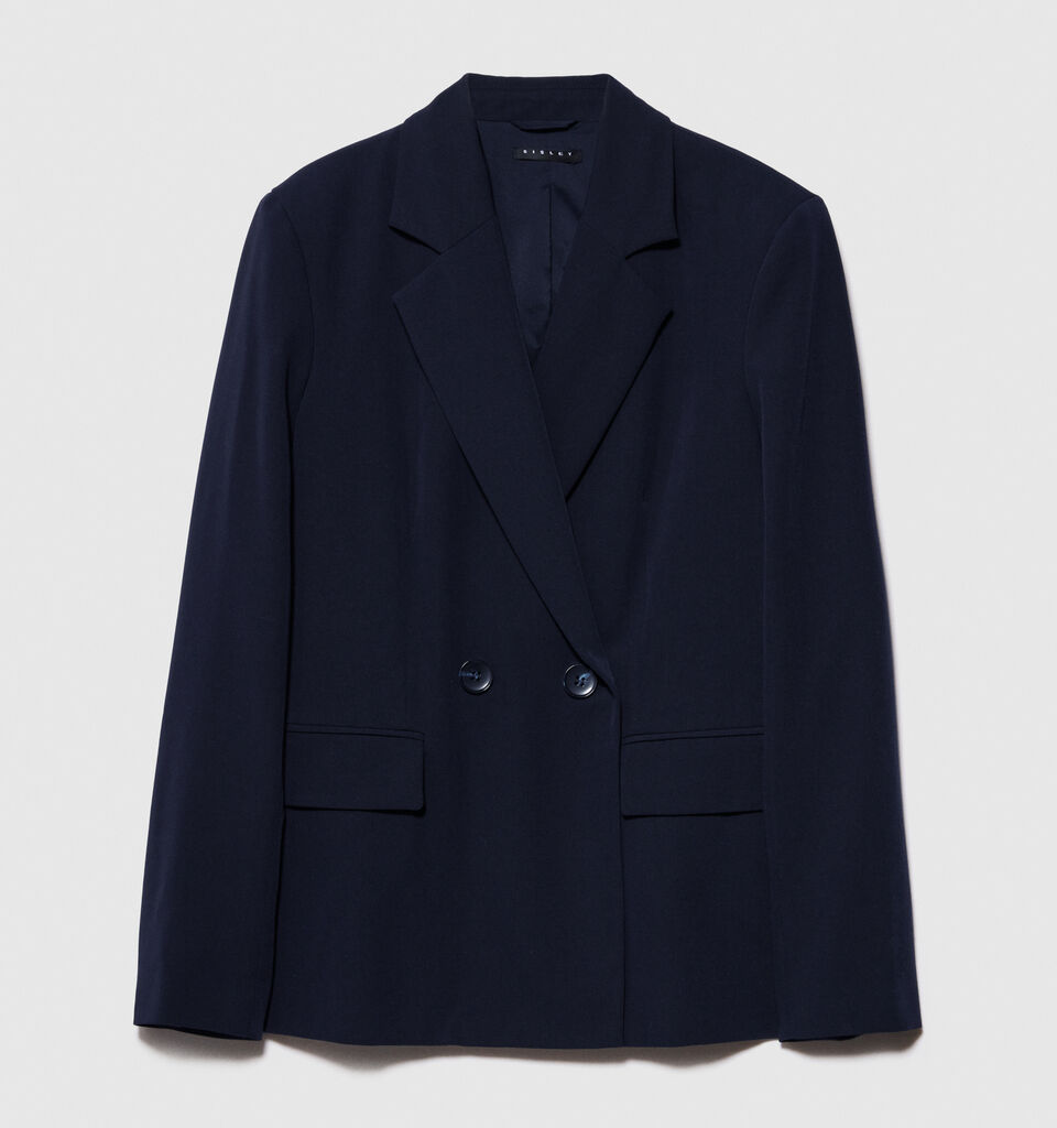 Double-breasted slim fit blazer - women's blazers - Dark Blue | Sisley image number 6